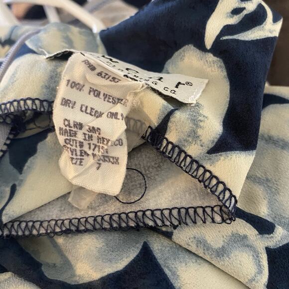 Vintage 90s Y2K Rampage R-Wear Size 7 Dress Blue Faux Wrap Hawaiian Tropical - Picture 8 of 9